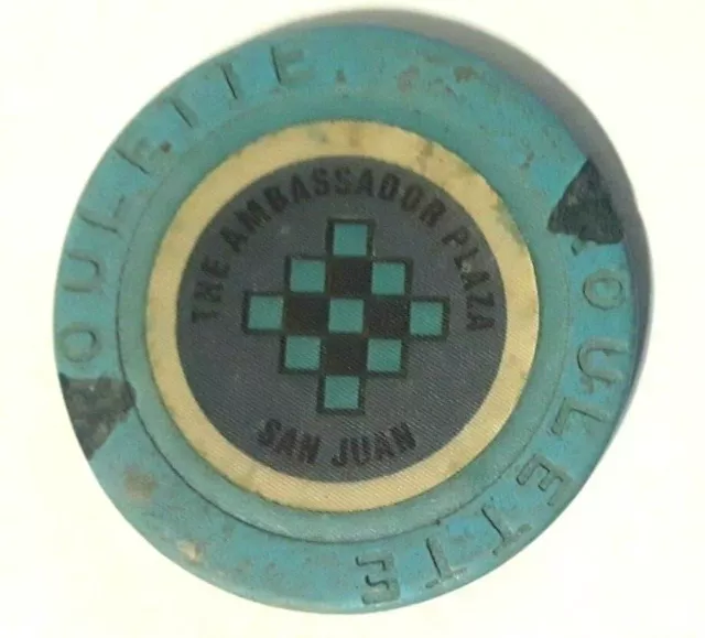 AMBASSADOR PLAZA Hotel Blu Diam ROULETTE Casino Chip Condado SANJUAN Puerto Rico