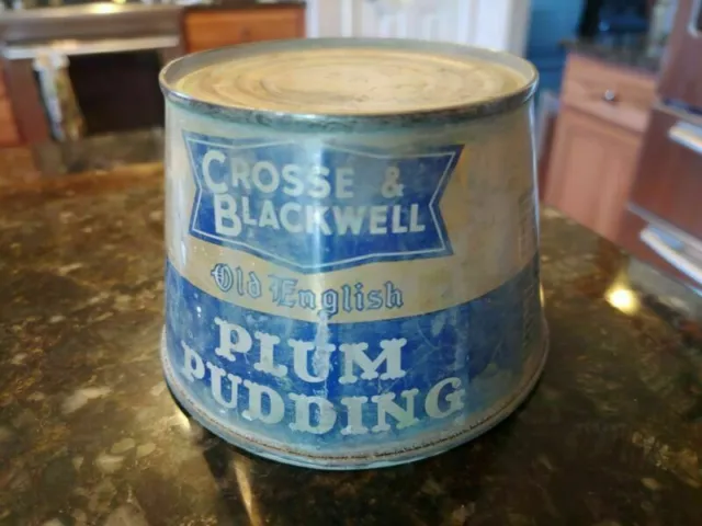 Vintage Crosse & Blackwell Plum Pudding Can Tin Open On One End