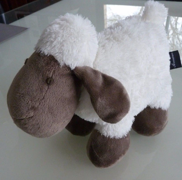 82. DOUDOU PELUCHE ATMOSPHERA MOUTON BEIGE ECRU BLANC MARRON 28 cm - ETAT NEUF*