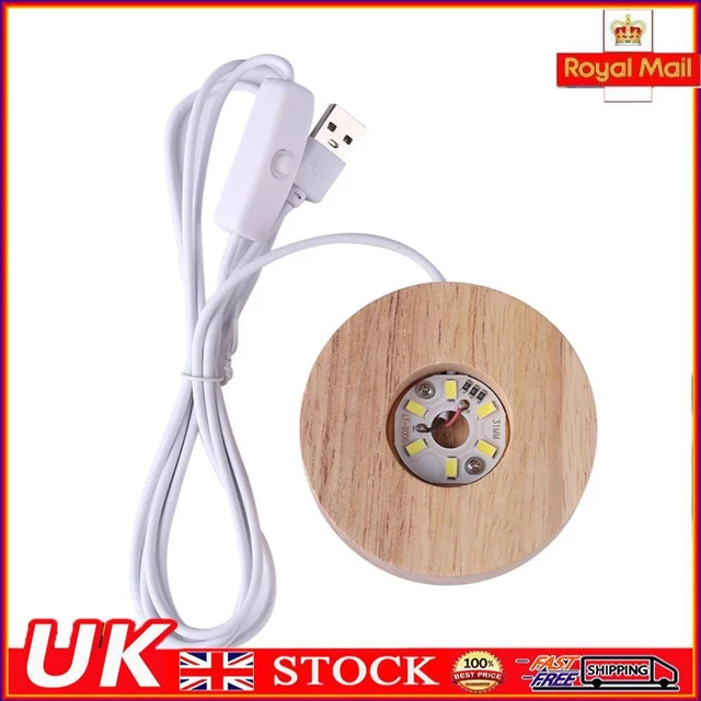 CRYSTAL PYRAMID LAMP Base Decor Wooden LED Display Holder (White) £5.99 ...