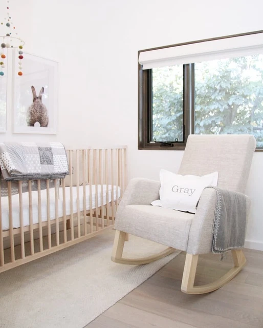 Naptime Nursery Rocker Rocking Chair baby & mom Pregnancy Oatmeal Linen Fabric