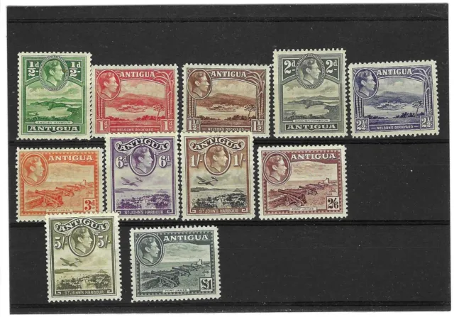 King George VI Antigua SG98/109 excl 10/- AW894