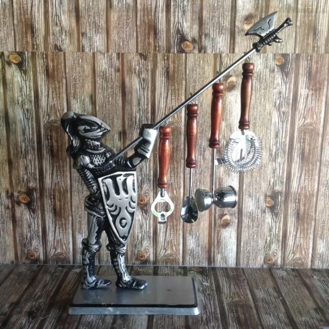VINTAGE BAR RACK - BAR SERVER KNIGHT in ARMOUR DISPLAY RETRO BAR MEDIEVAL KNIGHT