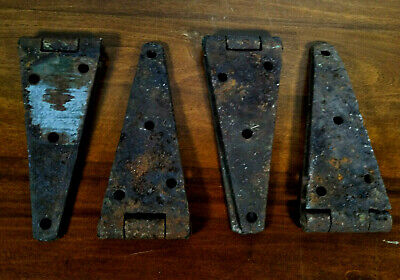 Lot of 4 12" Matched Pairs Vtg Farm Cast Iron Gate Hinges Architectural Salvage