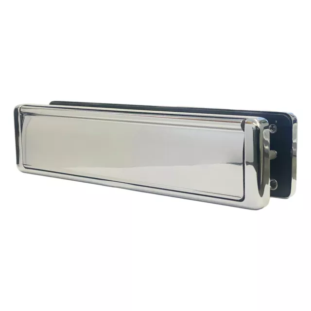 Fab Fix Nu Mail piastra scatola lettere a molle cromata 12" pollici resistente - porte UPVC