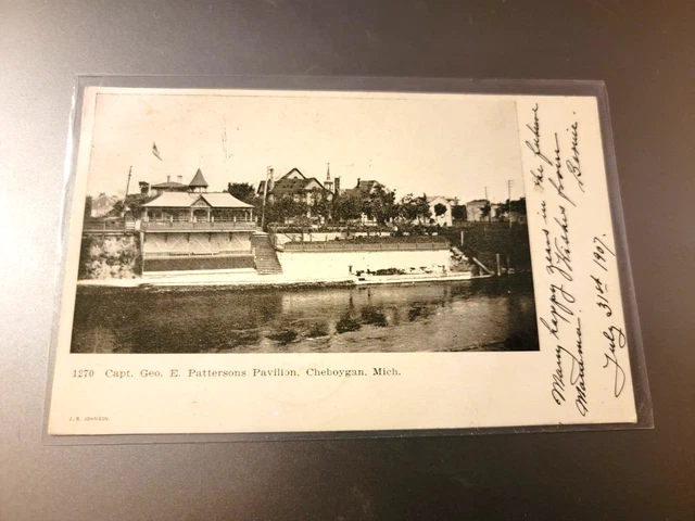 Cheboygan Michigan, Capt. Geo. E. Patterson Pavilion Undivided Back Postcard