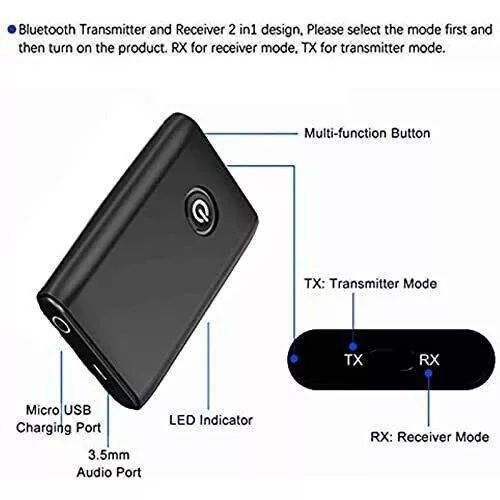 Adaptateur Bluetooth 5.0 Transmetteur Bluetooth Émetteur Récepteur 2-en-1 Neuf 3