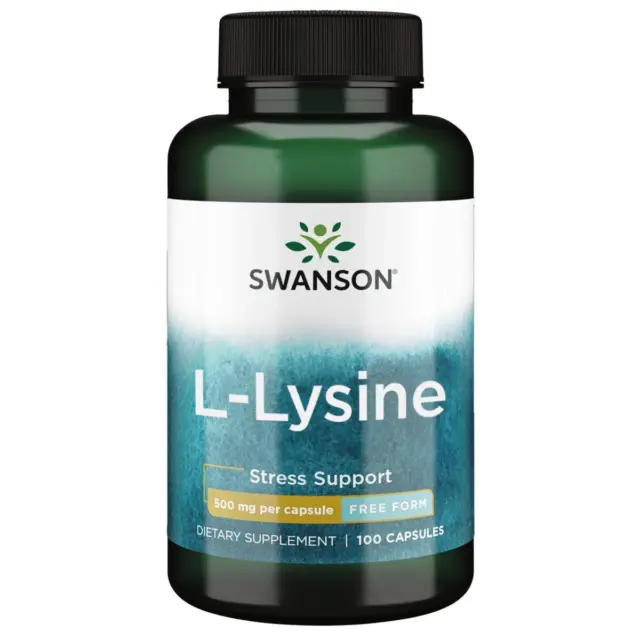 Swanson L-Lysine Free Form 500mg 100 Capsules, Stress Support, Antioxidant