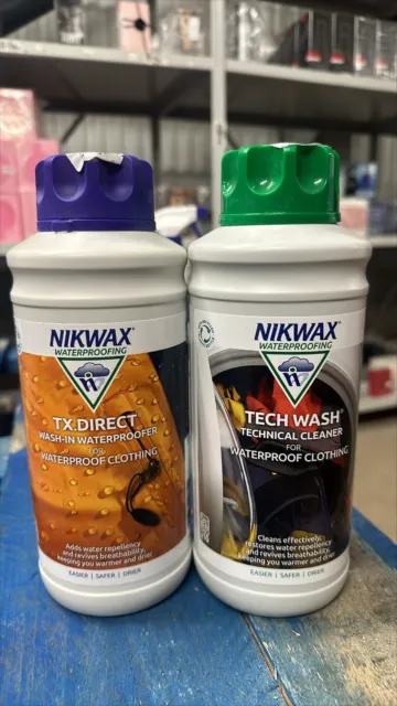 Nikwax Tech Wash and TX Direct Twin Pack - 2x 1Litre, Travel Essentials
