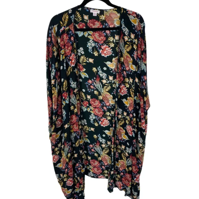 Xhilaration Kimono Chiffon Cardigan Size XS/S Black Floral Print Open Front