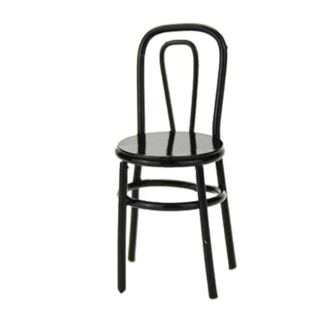 1:6 Maßstab Puppenhaus Miniatur Metall Stühle Möbel Modellzimmer schwarz