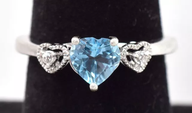 Sterling Silver Blue Topaz and CZ Gemstone Ring