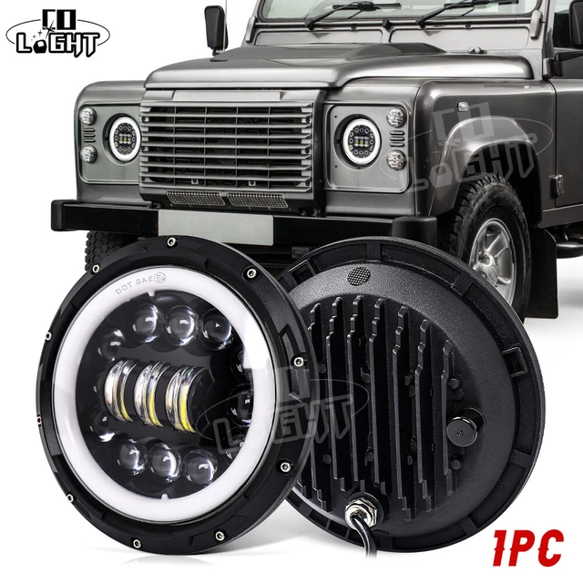 FOR LAND ROVER Defender 90 110 130 7inch LED Headlight Halo Angel Eyes ...