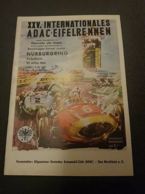 29. APRIL 1962 XXV Int ADAC Eifelrennen Nürburgring PROGRAMMHEFT