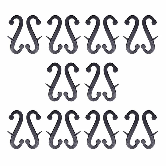 Black Shutter Dog Holders 6.25" L Wrought Iron S Shaped Masonry Mount Pack of 10