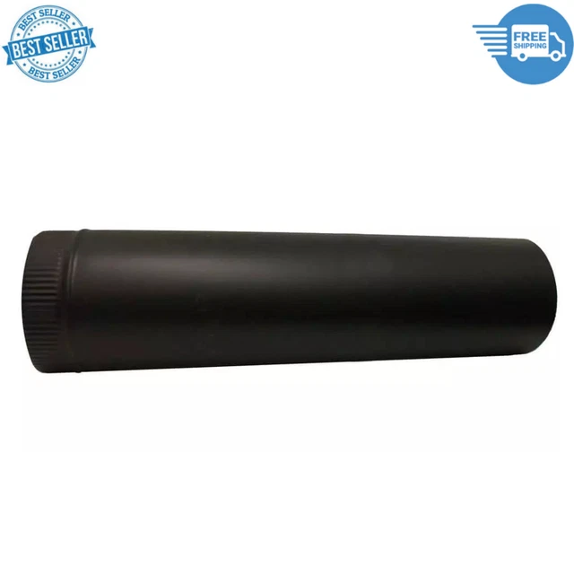 6" X 24" Black Single Wall Stove Pipe - 24-Gauge Steel, Snap-Lock Design, 400°F Rated