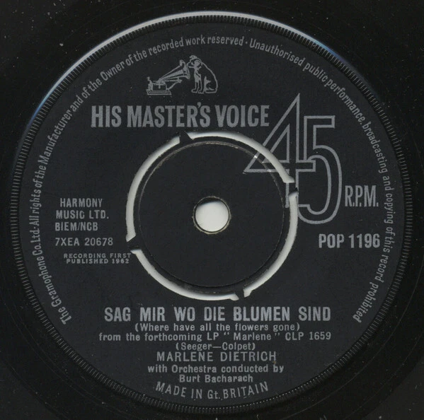MARLENE DIETRICH - Sag Mir Wo Die Blumen Sind Where Have All The Flo