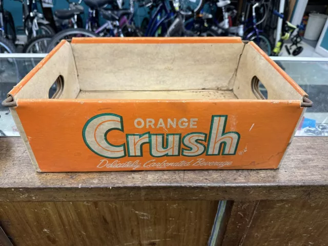 Vintage ORANGE CRUSH Crate RARE Cardboard w/Metal HTF Soda Box Authentic