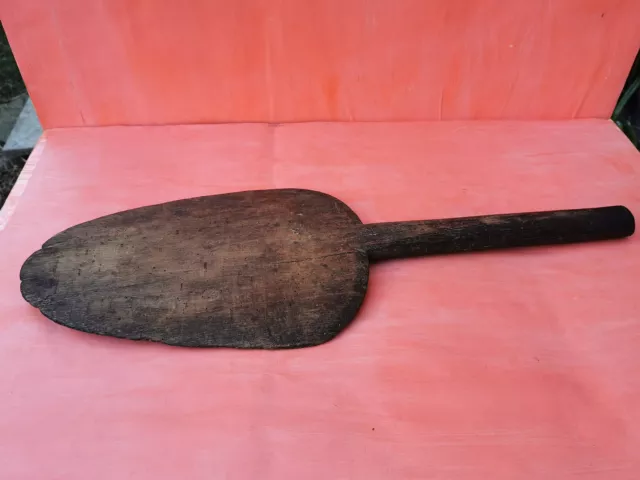 Old Antique Primitive Wooden Wood Bread Board Dough Plate Shovel Handle