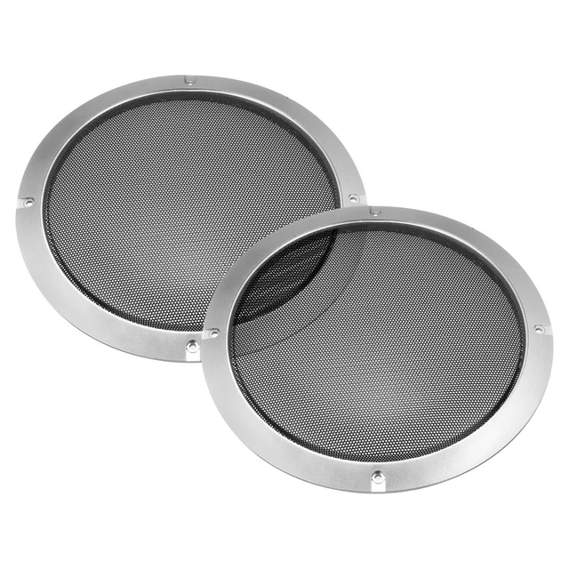2 Pezzi Altoparlanti Auto Copertura Griglia Rotonda 8" Argilla Argento