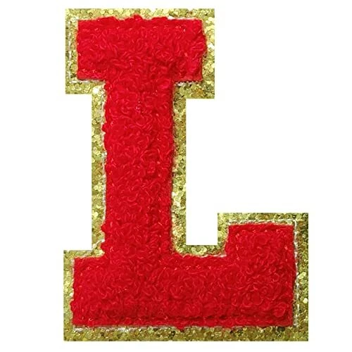 4Pcs Red Chenille Letter, 2.2" Iron on Letters Patches, Chenille Letter