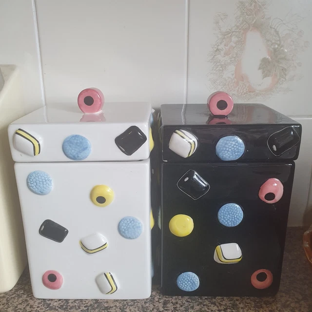 FOOD JARS, VINTAGE, Sweets, Cookies, Liquorice Allsorts Design, Ceramic