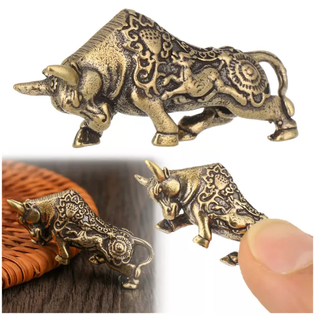 Ornament Brass Bull Figurine Abstract Animal Sculpture Miniature Zodiac Cattle