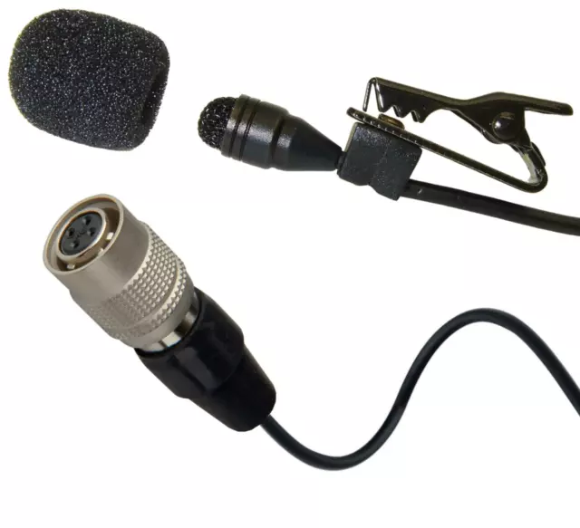 Pro Lavaliere Lapel Clip Microphone for Audio Technica 4 Pin Hirose Transmitters