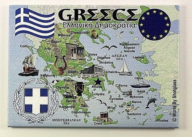 Greece Eu Series Fridge Collector's Souvenir Magnet 2.5" X 3.5"