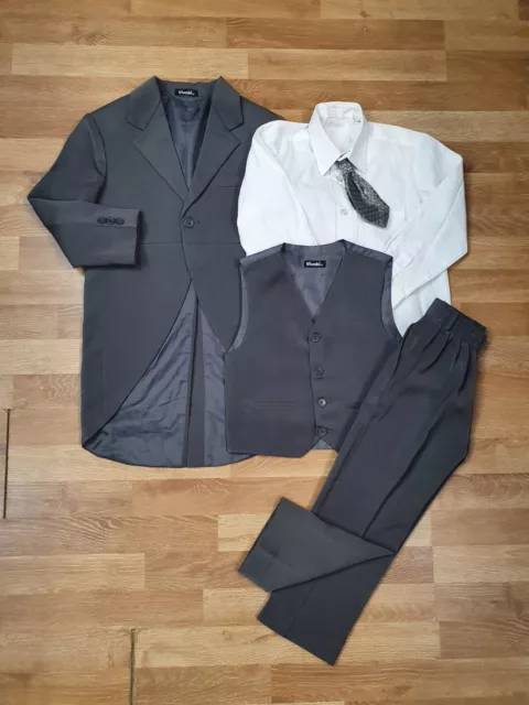 VIVAKI 4 Piece Suit Boys Size 5 yrs Grey Morning Tail Suit