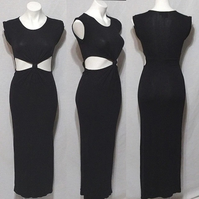 ASOS Petite Twist Front Knot Maxi Bodycon Dress with Cut Out Sides Size 1