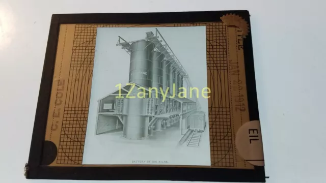 EIL HISTORIC Magic Lantern GLASS Slide KEYSTONE SILOS AND INTERIOR OF BUILDING