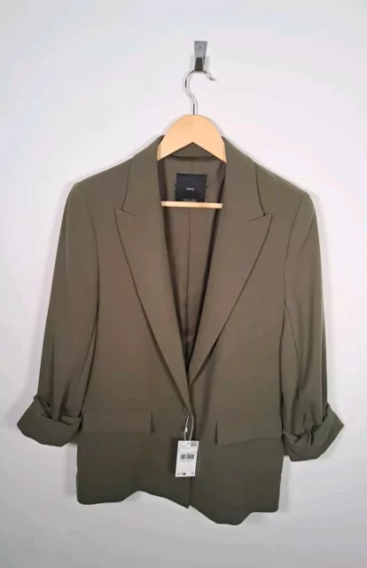 Chaqueta Blazer Mango Damas A Medida Talla Grande Mangas Rechazadas Diseño Largo 3