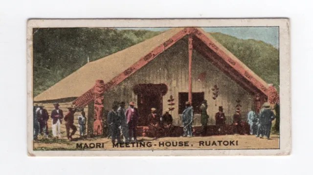 NZ Dominion Cigarette Card #49 Maori Meeting House, Urewera Tribe, Ruatoki