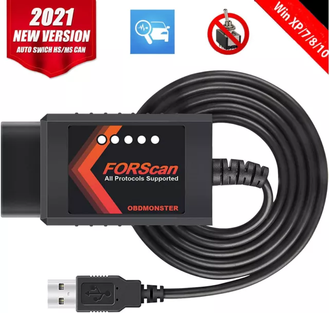 Adaptateur FORScan OBD2 USB ELM327 pour scanner compatible avec Ford Ranger