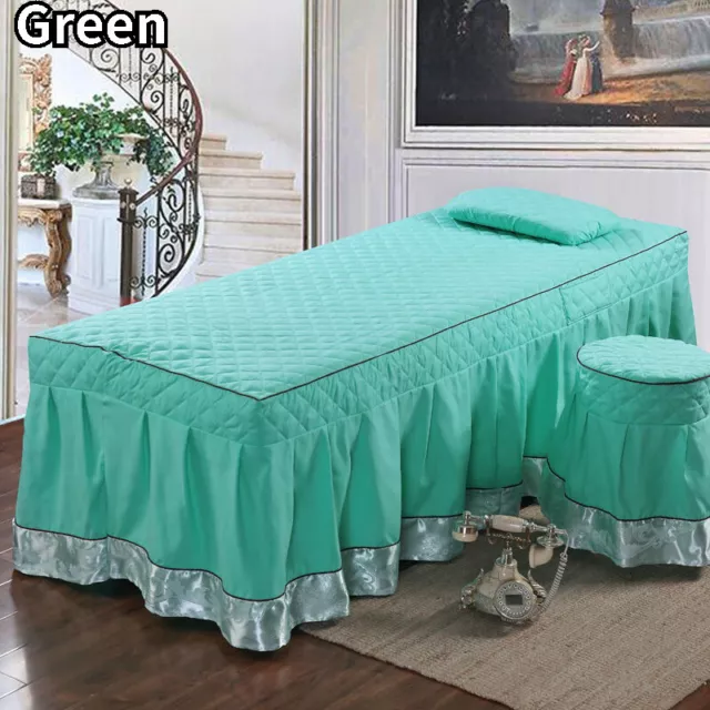 Beauty Massage Bed Cover Quilted Table Skirt Ruffle Valance Sheet with Face Hole