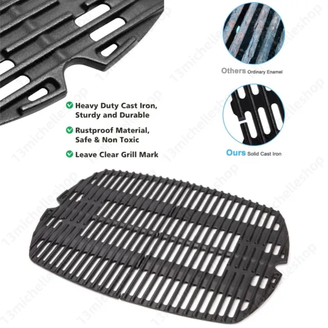 Half Grill Plate 7645 Cast Iron Cooking Grates for Weber Q200, Q220, Q2000,Q2400