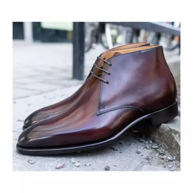IN FASHION BUY New Handmade Men's Brown Leather Lace up Ankle High ...