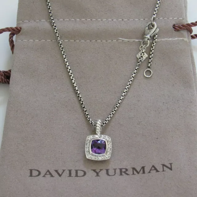 David Yurman Petite Albion Pendant Necklace with Amethyst and Diamonds 17"