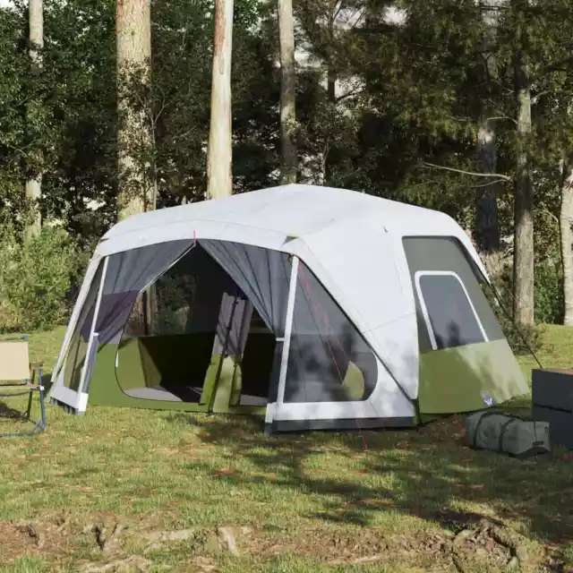 Tenda da Campeggio con Luce LED 10 Persone Verde Chiaro