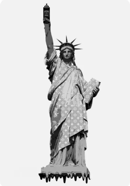 DEATH NYC ltd ed signed graffiti art print 45x32cm Statue Of Liberty New York