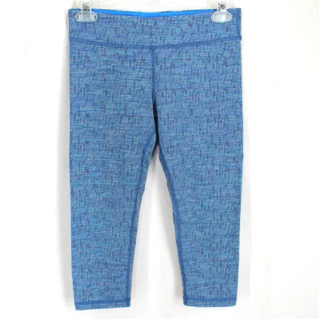 Ivivva by Lululemon Capri Pants Girls 14 Blue Print Crop Leggings Pull On Waist