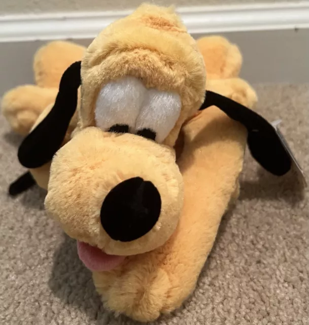 Disney Land World Parks 10” Laying Down Pluto Dog Plush Stuffed Animal Toy NWT