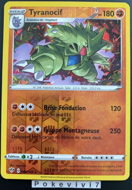 Carte Pokemon TYRANOCIF 088/189 Holo REVERSE Epée et Bouclier 3 EB03 FR NEUF