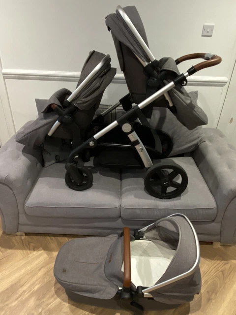 Silver Cross Wave Double Travel System Pram Pushchair Bundle