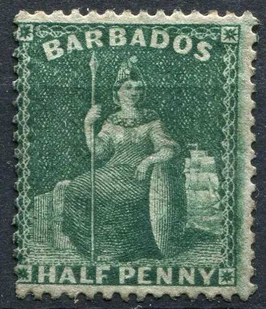 Barbados 1874, SG 65, 1/2d Deep Green, Perf 14, Mint Hinged, CV £60