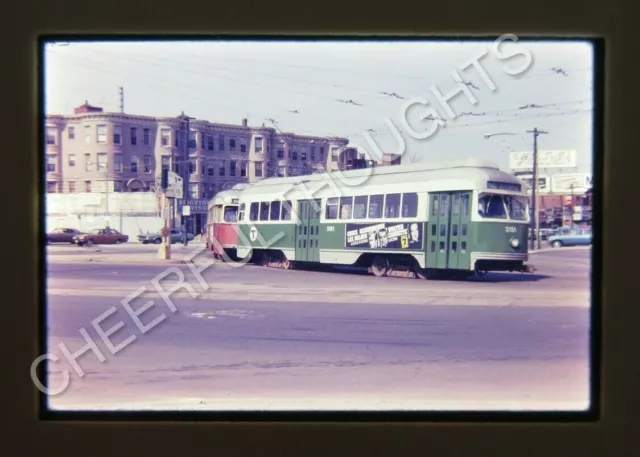 Original '70 Fuji Slide MBTA Boston Transit 3151 Trolley Street Scene    23S8