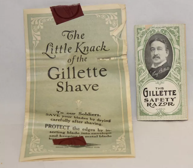 Vintage Gillette Razor Box, case, blades, Paperwork US Army ( 00022 )