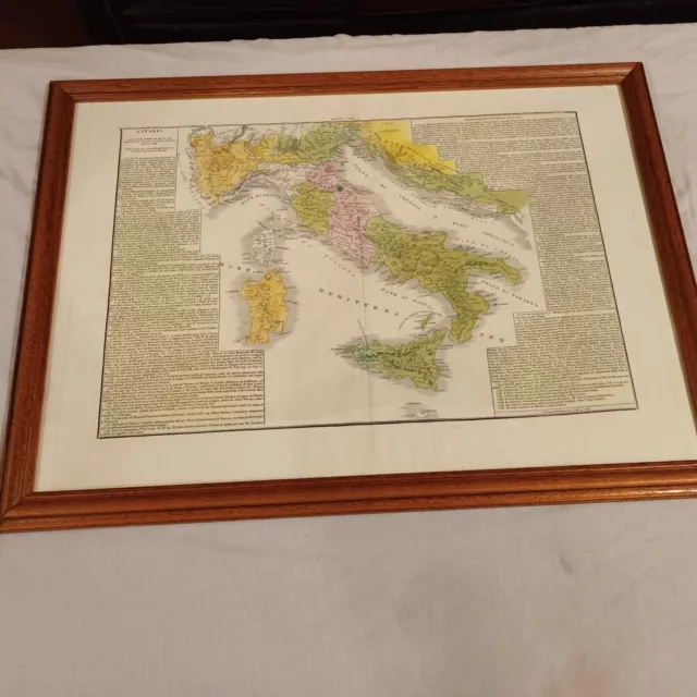 CARTINA GEOGRAFICA &amp;ITALIA Suddivisa 1748 1795&amp;quot; Anni &amp;quot;70 Con Cornice ...