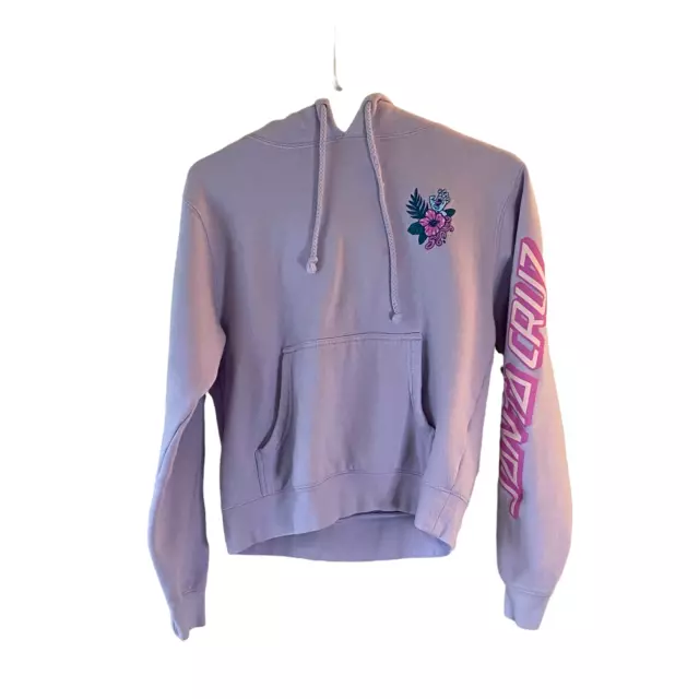 Santa Cruz Skateboards Hoodie SMALL Vacation Dot Lavender Flowers Screaming Hand